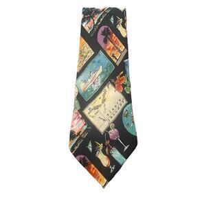 Vintage Nicole Miller 100% Silk Tie St. Thomas Virgin Island Hand Sewn Necktie